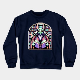 Wisdom Keeper - Cybernetic Turtle Librarian Pixel Art Crewneck Sweatshirt